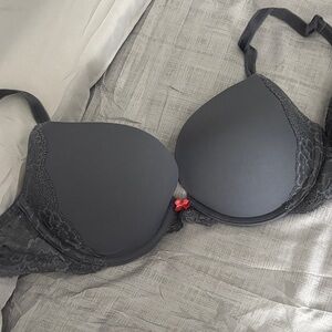 Victoria's Secret Blue Lace Push-Up Bra with Pink Bow